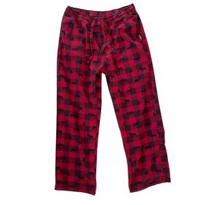 Vtg‎ Eddie Bauer Pajama Pants Mens Large Red Elk Plaid Print Lounge Sleepwear